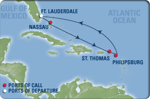 seas allure cruise january caribbean map oasis royal st eastern itinerary route thomas lauderdale fort martin night port sea maarten